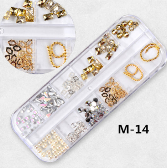12 Grids Nail Decoration M-14