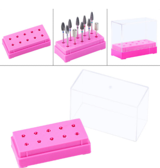 10 Holes Drill Bit Stand Pink