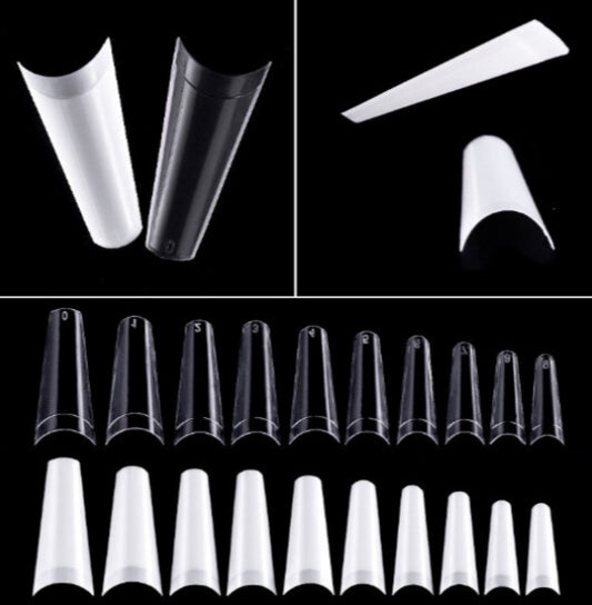 Half Cover Medium Coffin Tips - 100pcs