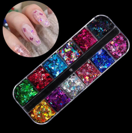 Colors Lazer Butterfly Nail Art