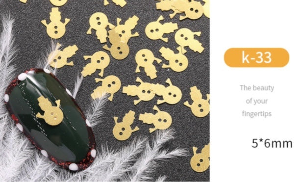 GOLD METAL CUTOUT CHRISTMAS NAIL DECOR