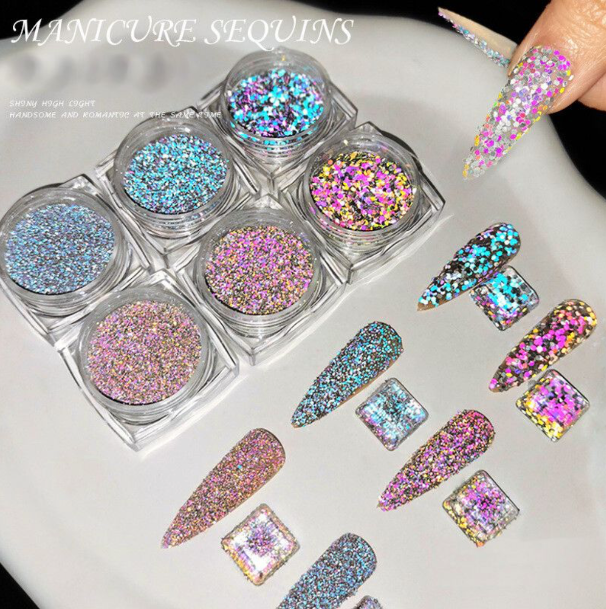 Diamond Chipping Reflective Disco Glitter - 6pcs