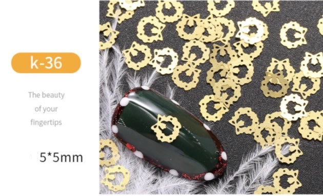 GOLD METAL CUTOUT CHRISTMAS NAIL DECOR