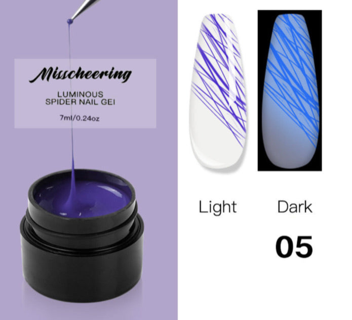 8 pcs Luminous Spider Gel colors set