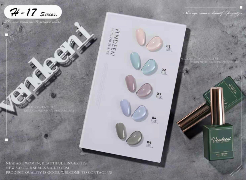 Vendeeni UV/LED Gel Polish 15ml 5pcs/Set H17 + FREE Color Display