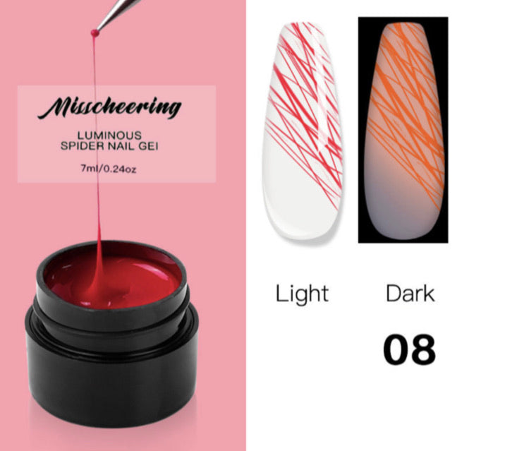 8 pcs Luminous Spider Gel colors set