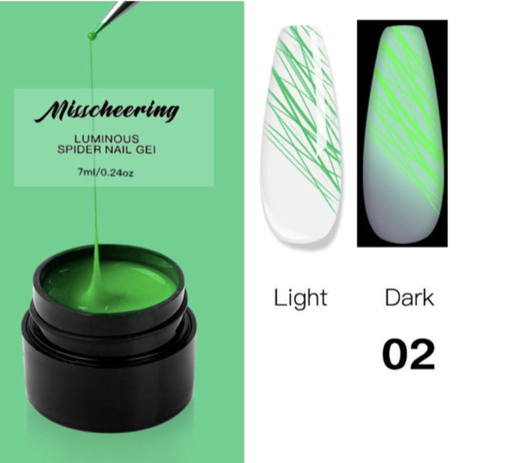 8 pcs Luminous Spider Gel colors set