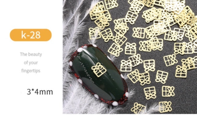 GOLD METAL CUTOUT CHRISTMAS NAIL DECOR