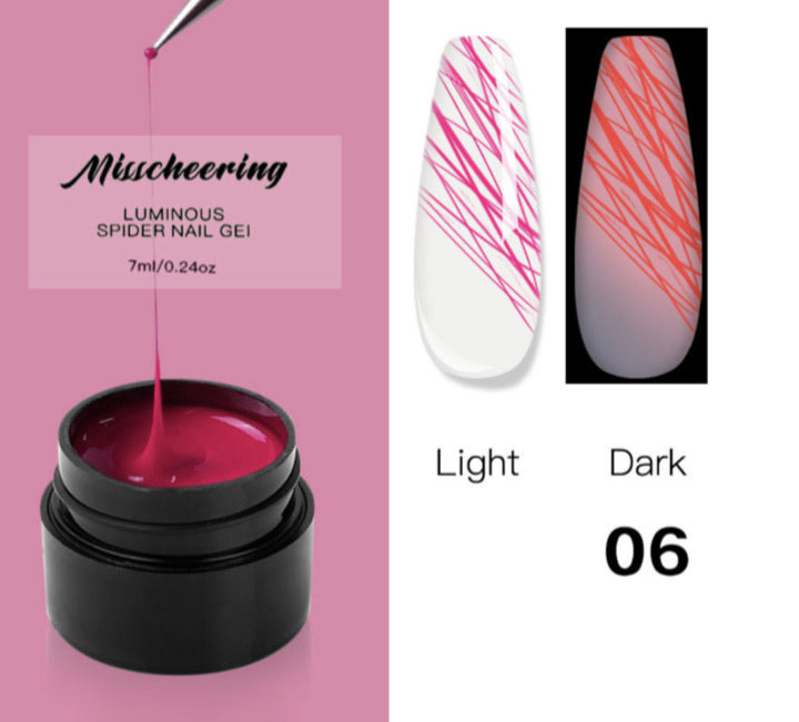 8 pcs Luminous Spider Gel colors set