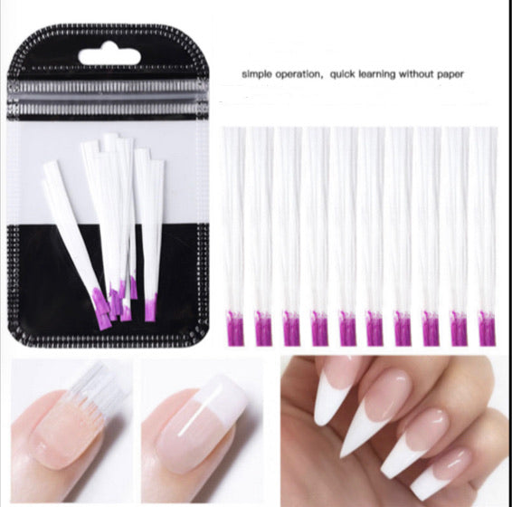 Fiber Glass Nail Extension for UV Gel Building - 10 pcs