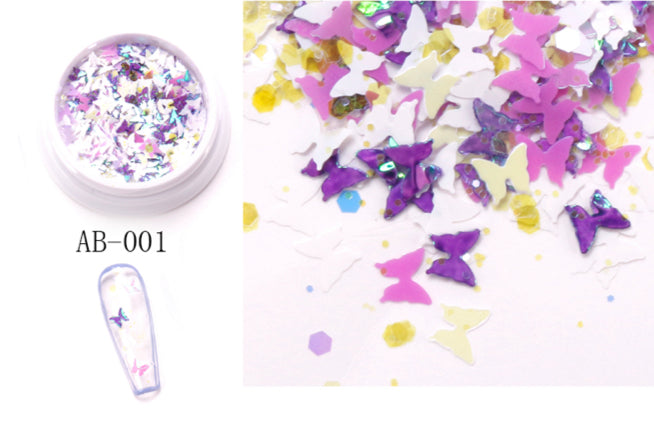 6 Pots Butterfly Nail Decoration
