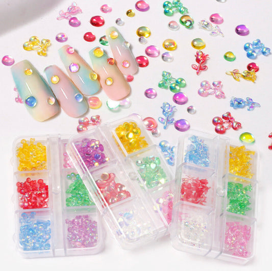 6 Grids Resin Nail Decoration