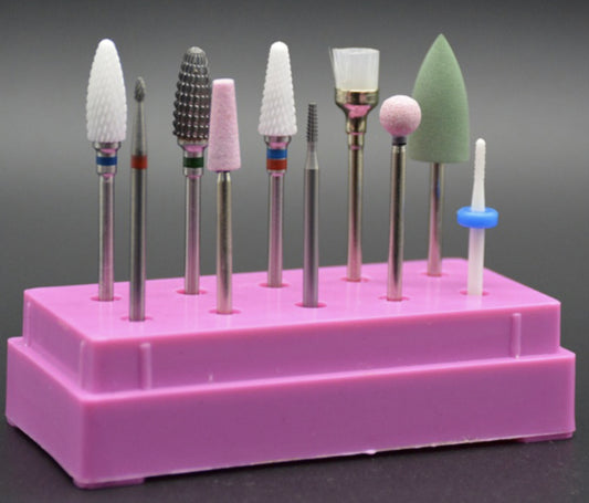 10 Holes Drill Bit Stand Pink
