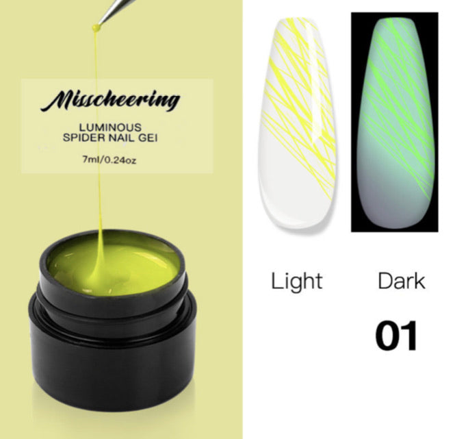 8 pcs Luminous Spider Gel colors set