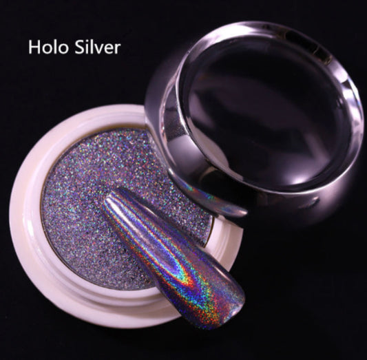 2 pcs set - Magic Solid Holographic Mirror Powder