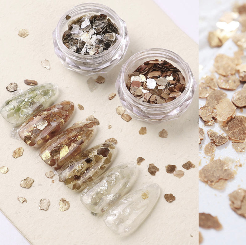 Mineral Nail Art Copper & Gold Pieces