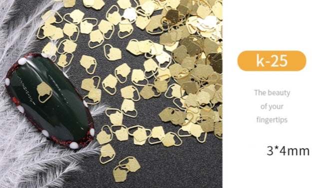 GOLD METAL CUTOUT CHRISTMAS NAIL DECOR