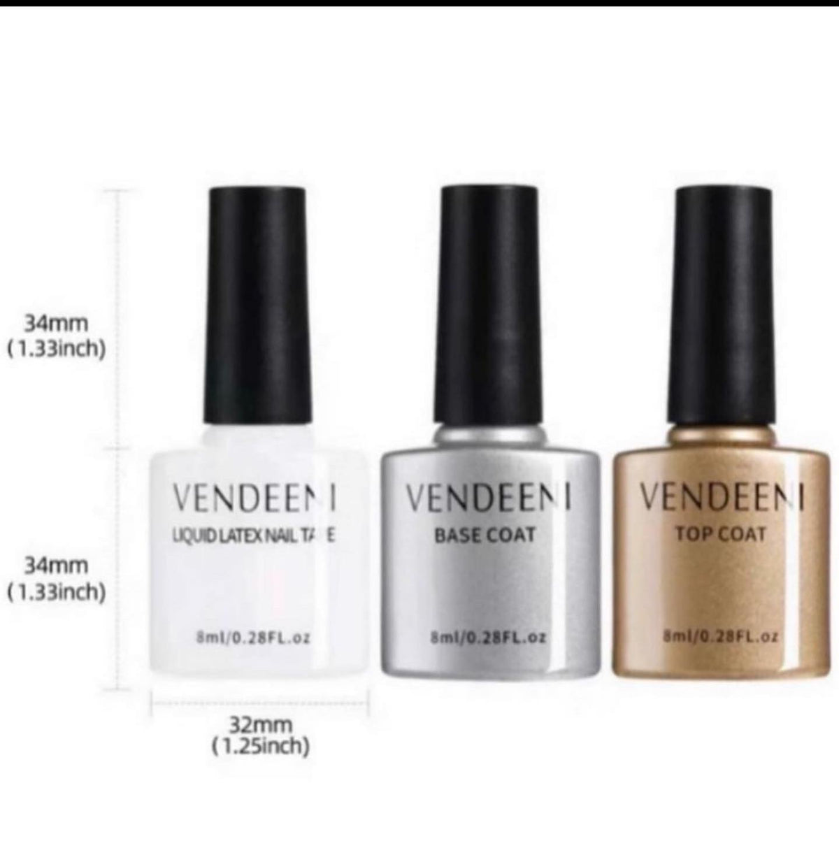 VENDEENI 3pcs/ Set 7.5ml Gel Polish Set 9 (Base coat, Top coat, Latex)