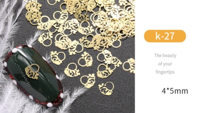 GOLD METAL CUTOUT CHRISTMAS NAIL DECOR