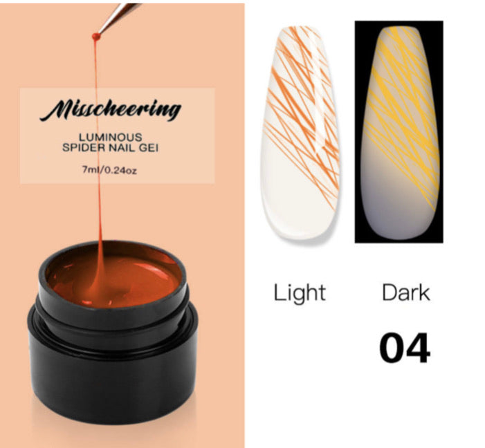 8 pcs Luminous Spider Gel colors set