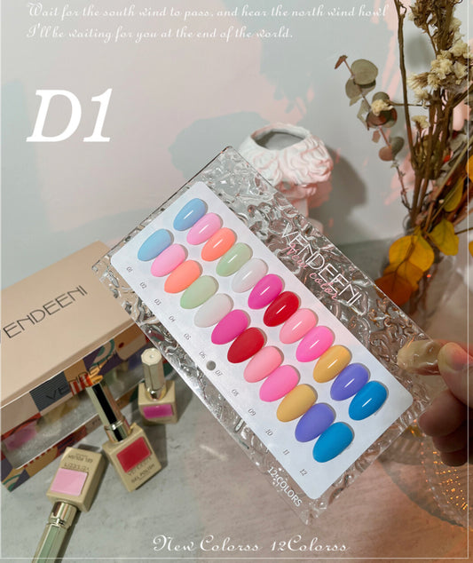 D01 Vendeeni 12 Colours Set Gel Polish 15ml + Free Colour Chart