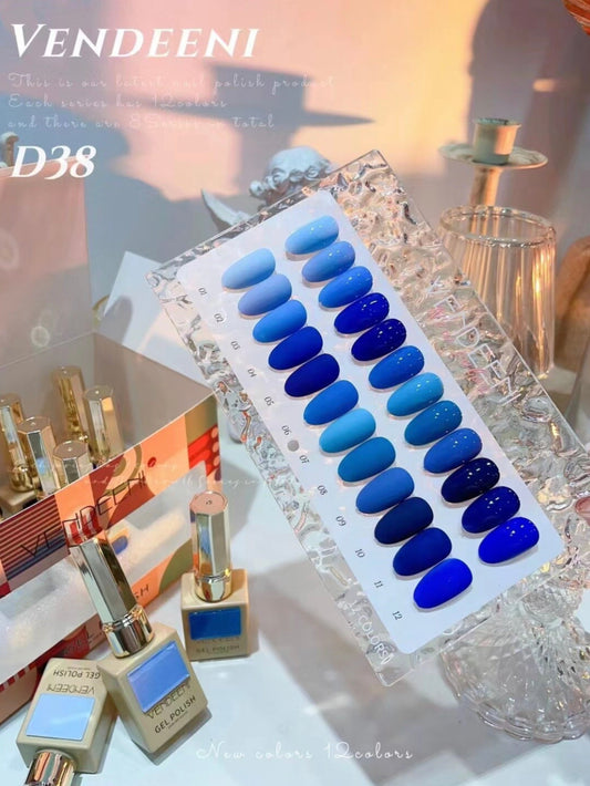 12 pcs Vendeeni Gel Polish Set + Free Colour Chart - D38