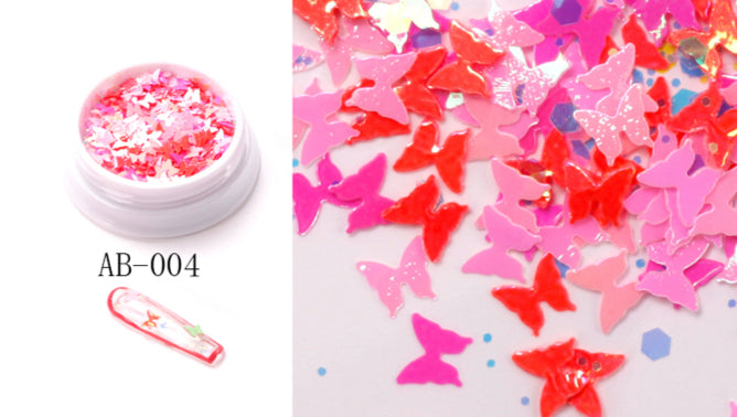 6 Pots Butterfly Nail Decoration