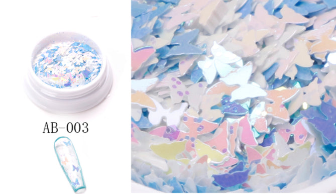 6 Pots Butterfly Nail Decoration