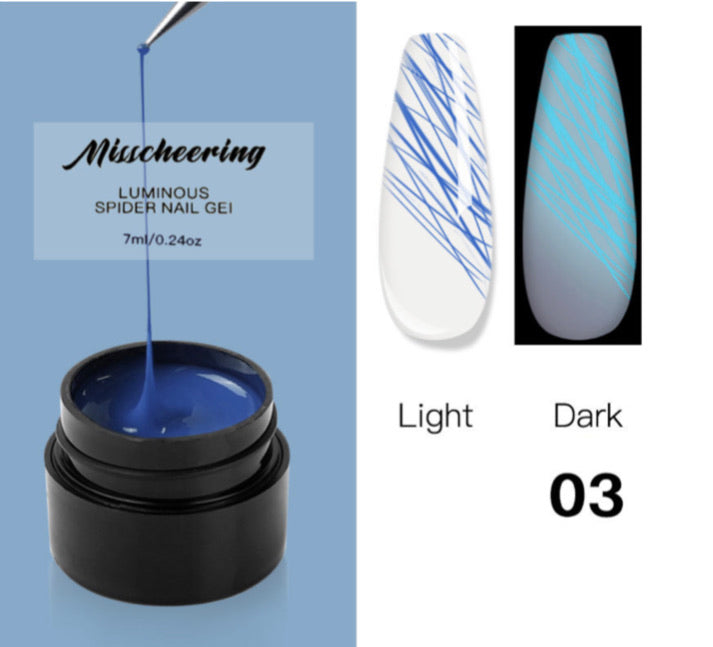 8 pcs Luminous Spider Gel colors set