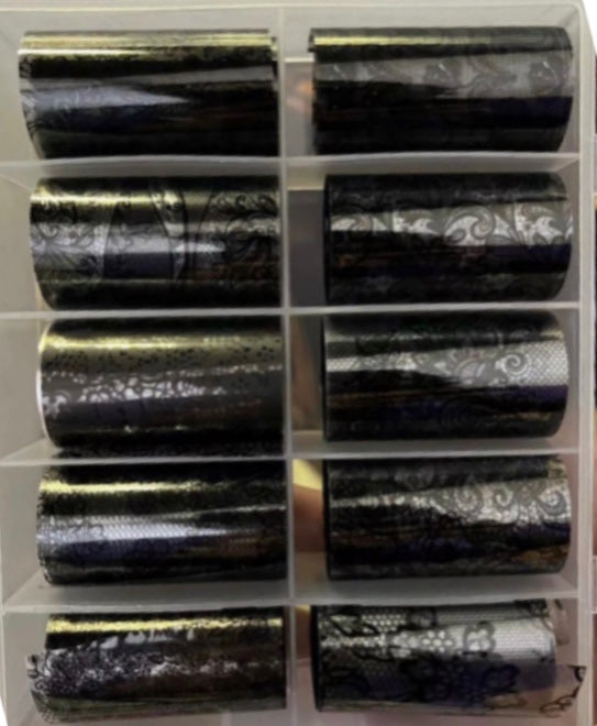 Black Lace Nail Foil Paper