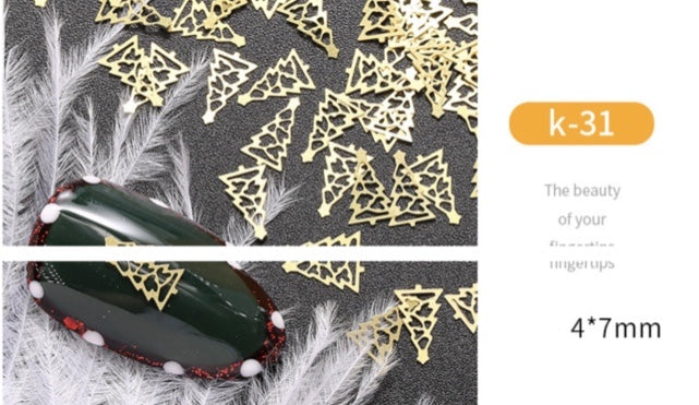 GOLD METAL CUTOUT CHRISTMAS NAIL DECOR