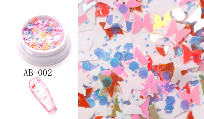 6 Pots Butterfly Nail Decoration