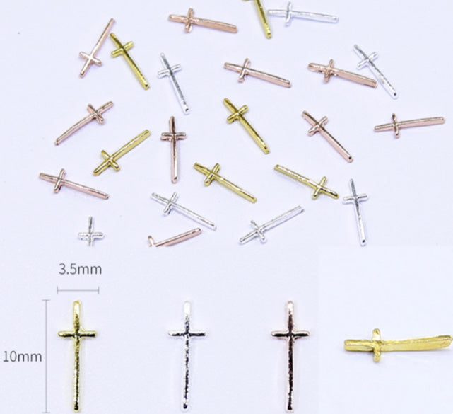 Metal Cross Nail jewellery - 10pcs