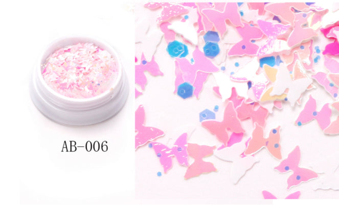 6 Pots Butterfly Nail Decoration