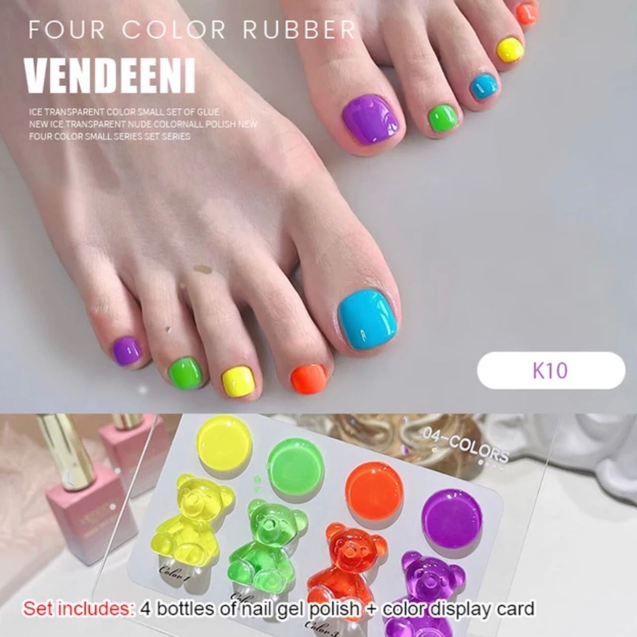 Vendeeni Gel Polish Set K10 + Free Colour Chart - 4 pcs set