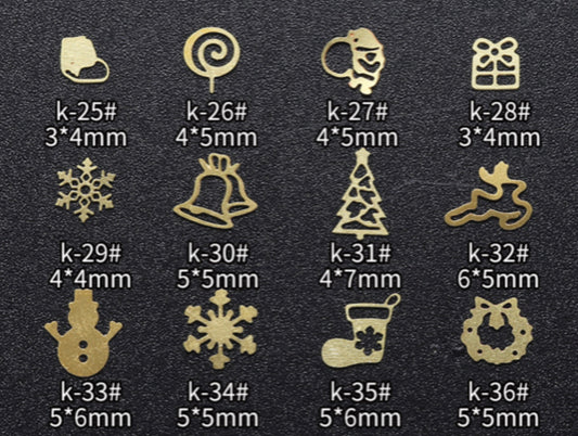 GOLD METAL CUTOUT CHRISTMAS NAIL DECOR