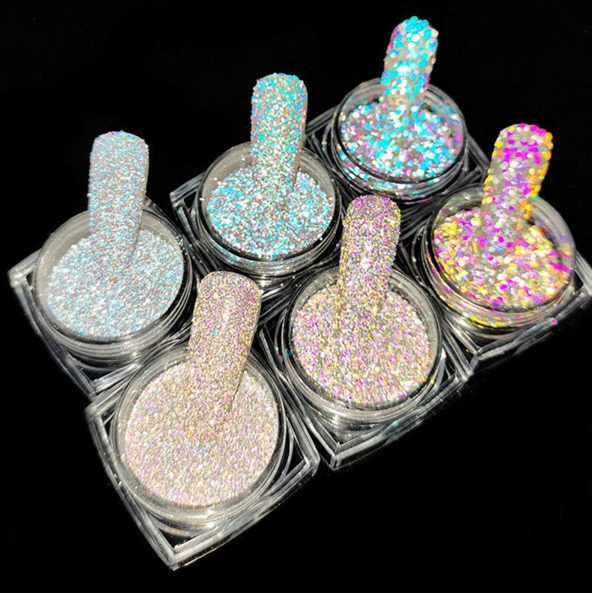 Diamond Chipping Reflective Disco Glitter - 6pcs