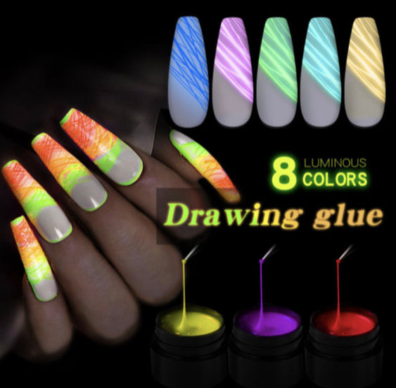 8 pcs Luminous Spider Gel colors set