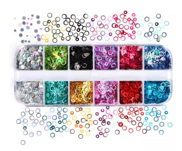 Round Laser Glitter Nail Decoration