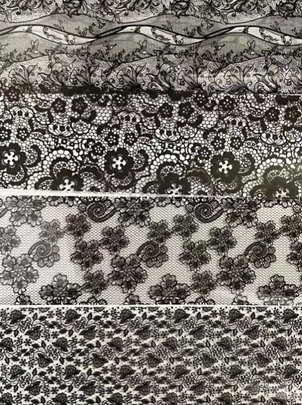 Black Lace Nail Foil Paper
