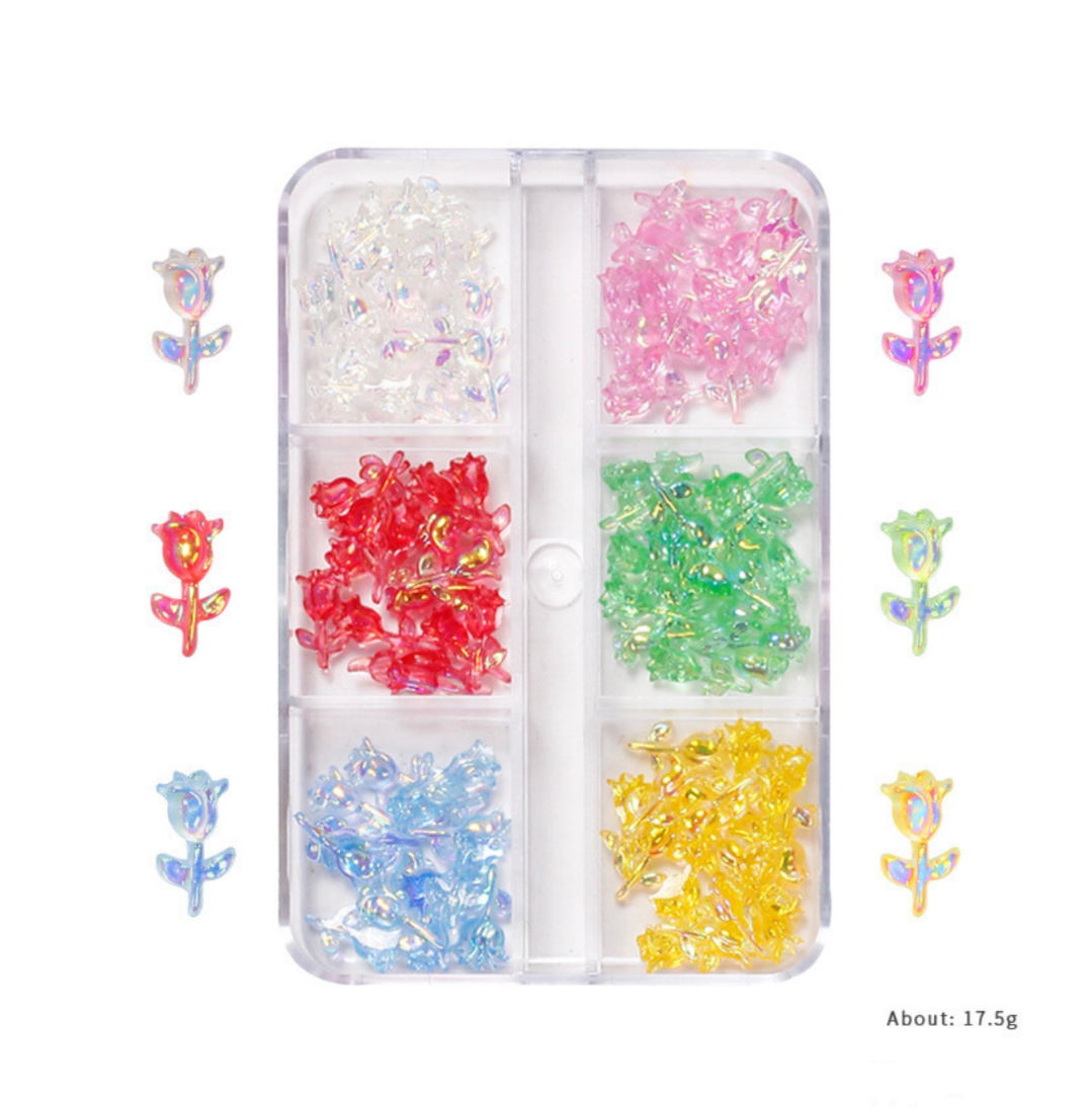 6 Grids Resin Nail Decoration