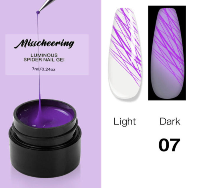 8 pcs Luminous Spider Gel colors set