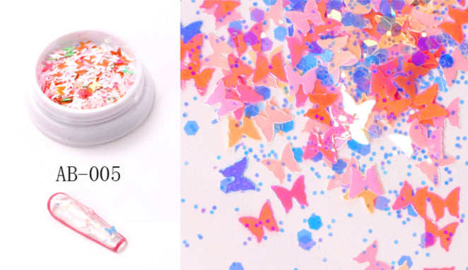 6 Pots Butterfly Nail Decoration