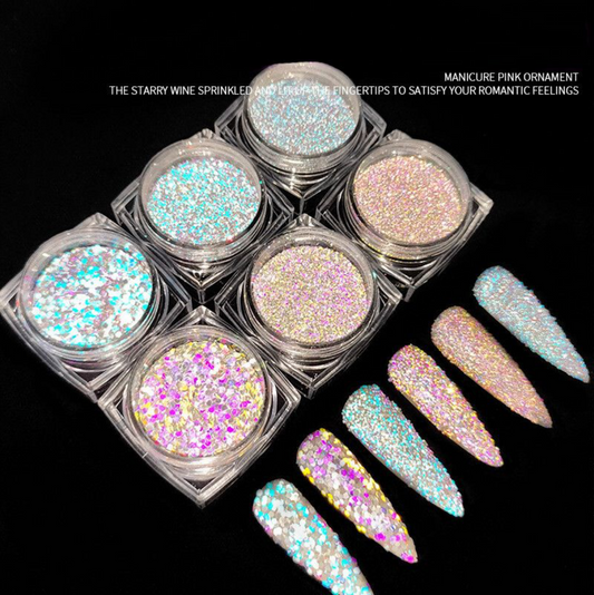 Diamond Chipping Reflective Disco Glitter - 6pcs