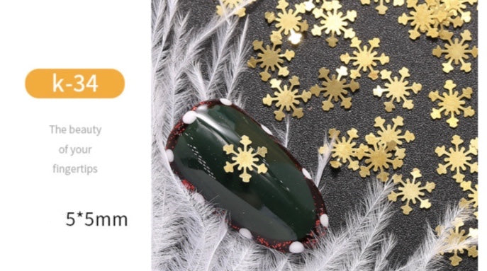 GOLD METAL CUTOUT CHRISTMAS NAIL DECOR