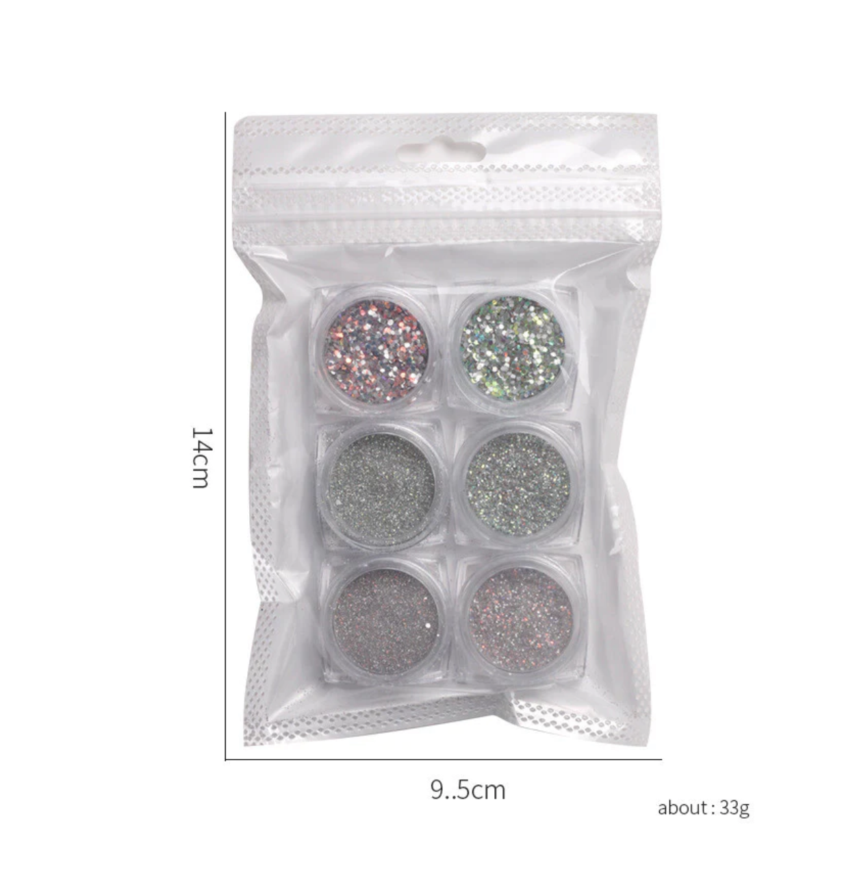 Diamond Chipping Reflective Disco Glitter - 6pcs