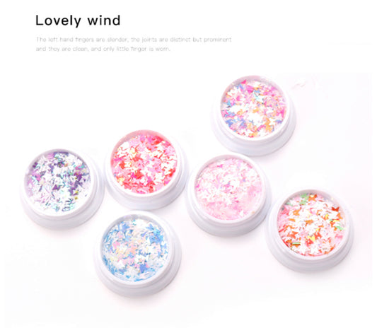 6 Pots Butterfly Nail Decoration
